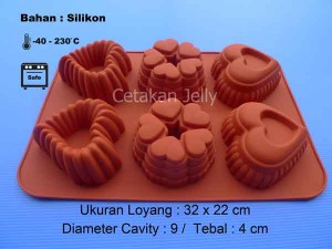 Cetakan Silikon Kue Puding Love Mix 6 cavity