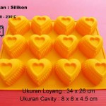 Cetakan Silikon Kue Puding Medium Love 12 cavity