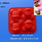 Cetakan Silikon Puding Kue Mickey 4 cavity