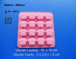 Cetakan Silikon Coklat Puding Paws 16 cavity