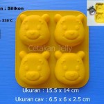 Cetakan Silikon Puding Kue Pooh 4 cavity