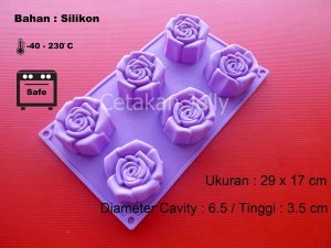 Cetakan Silikon Kue Puding Rose 6 cavity II