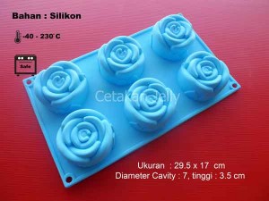 Cetakan Silikon Kue Puding Rose 6 cavity III