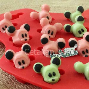Cetakan Silikon Cokelat Puding Mickey 16 Cavity