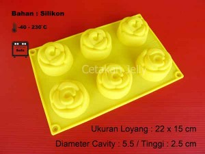 Cetakan Silikon Puding Kue Medium Rose 6 cav III