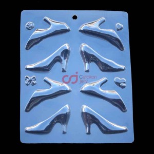 CJ Cetakan Coklat Plastik Med High Heels 3D