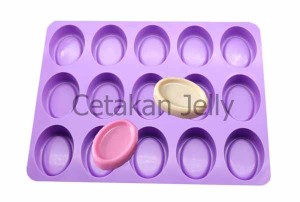 Cetakan Silikon Puding Kue Med Oval 15 cav