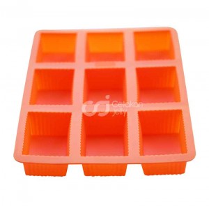 CJ Cetakan Silikon Kue Puding Medium Square Box 9 cav