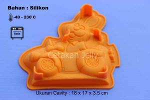 Cetakan Silikon Puding Kue Rabbit Driving a Car