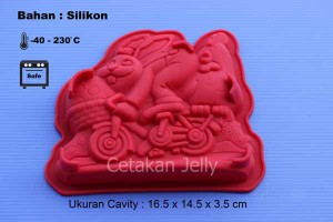 Cetakan Silikon Puding Kue Rabbit Ride a Bike