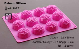 Cetakan Silikon Puding Coklat Medium Rose 12 cav I