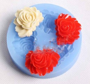 Cetakan Silikon Rose Bloom 3 cav Fondant