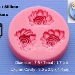 Cetakan Silikon Rose Bloom 3 cav Fondant
