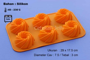Cetakan Silikon Puding Kue Bundt 6 cavity
