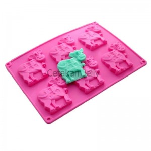 Cetakan Silikon Coklat Puding Cow 6 cavity