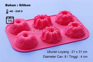 Cetakan Silikon Puding Kue Queen Mix 6 cav