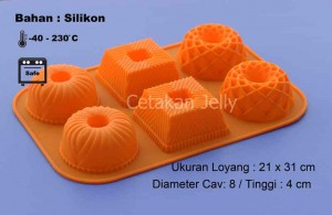 Cetakan Silikon Kue Puding Square Mix 6 cav