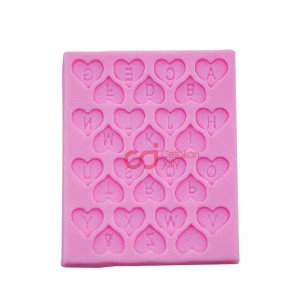 CJ Cetakan Silikon Clay Fondant Alphabet in Hearts
