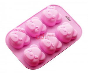 CJ Cetakan Silikon Kue Puding Med. Bear Couple 6 cav