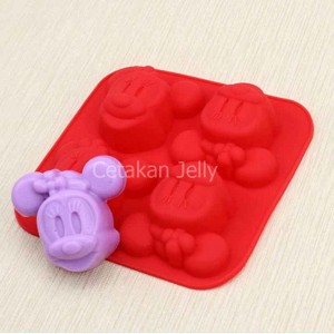 Cetakan Silikon Kue Puding Minie Mouse 4 cavity