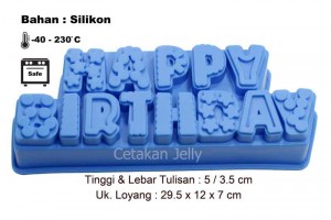 Cetakan Silikon Kue Puding Happy Birthday IV