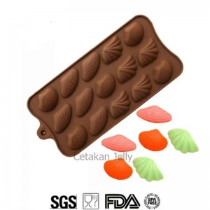 Cetakan Silikon Coklat /Puding Shell 15 cav II
