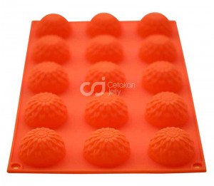 CJ Cetakan Silikon Coklat Puding Chrysant 15 cavity
