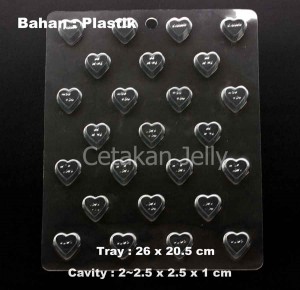 Cetakan Coklat Plastik Mini Heart 25 cav