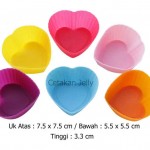 Cetakan Cupcake Hati Silikon Isi 6