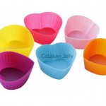 Cetakan Cupcake Hati Silikon Isi 6