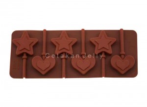 CJ Cetakan Coklat Permen Love Star Lolipop Silikon