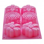 CJ Cetakan Silikon Kue Puding Flower Mix 6 cavity