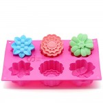 CJ Cetakan Silikon Kue Puding Flower Mix 6 cavity