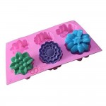 CJ Cetakan Silikon Kue Puding Flower Mix 6 cavity
