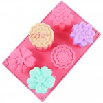 CJ Cetakan Silikon Kue Puding Flower Mix 6 cavity