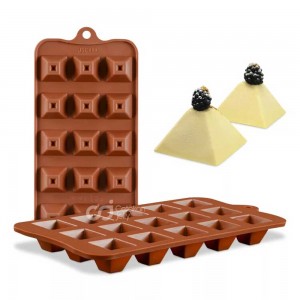 CJ Cetakan Silikon Coklat Puding Pyramid 15 cav