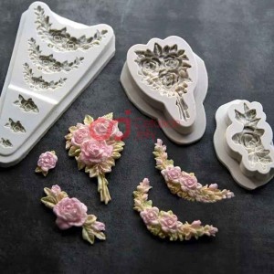CJ Cetakan Clay Rose with Leaf II Silikon