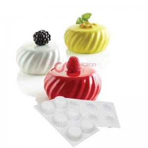 CJ Cetakan Silikon Cake Kue Bolu Puding Flat Swirl 6 cav