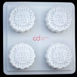 Cetakan Moon Cake Plastik Bulat Blessing / Fu 4 cav