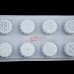 CJ Cetakan Plastik Moon Cake Bulat Plastik 8 cav Flower Pattern
