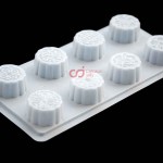 CJ Cetakan Plastik Moon Cake Bulat Plastik 8 cav Flower Pattern