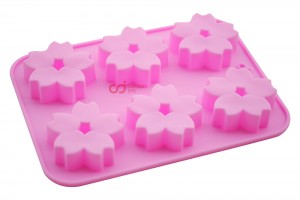 Cetakan Silikon Kue Puding Sakura 6 cavity